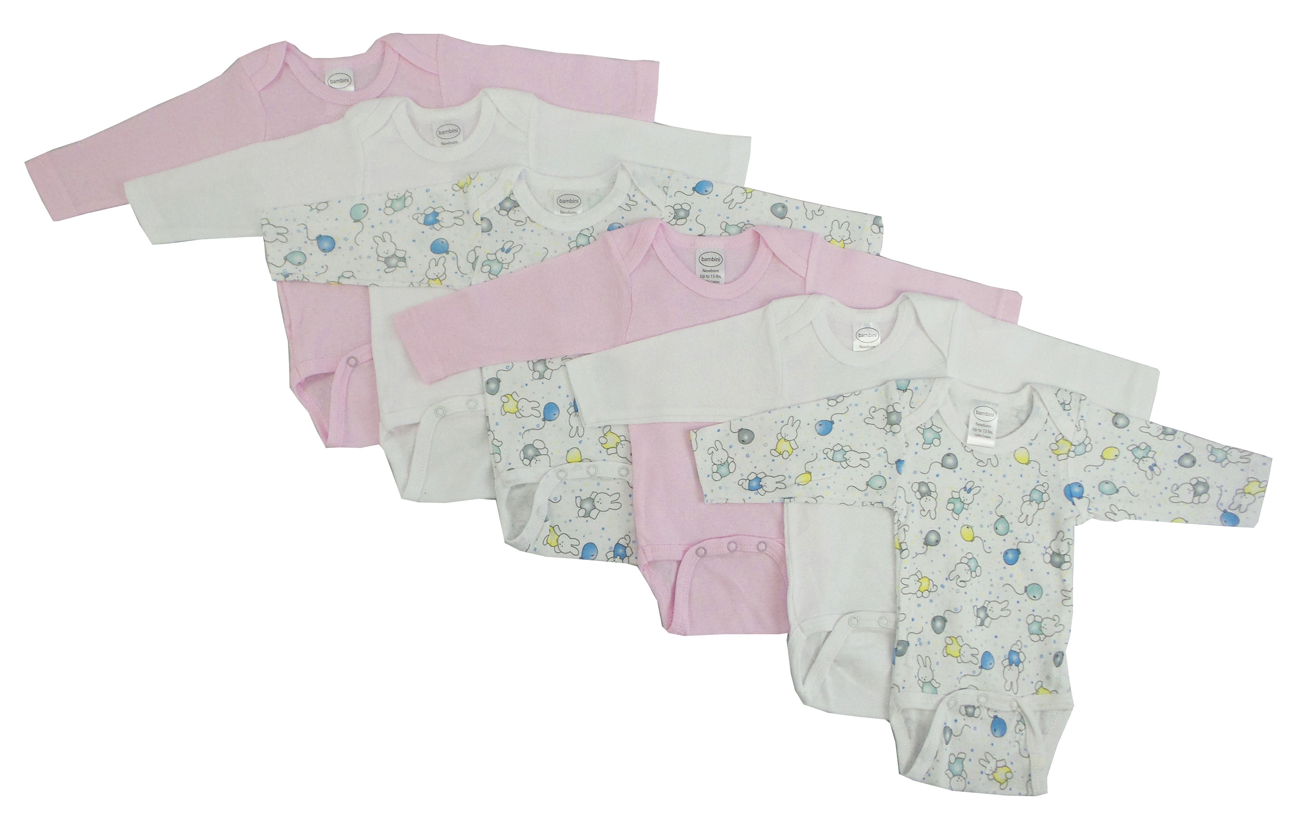 Girls Printed Onezie Romper (6-Pack)